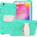 For Samsung Galaxy Tab A8.0 2019 T290 3-Layer Protection Screen Frame + PC + Silicone Shockproof Combination Case with Holder(Mint Green)