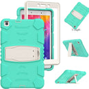 For Samsung Galaxy Tab A8.0 2019 T290 3-Layer Protection Screen Frame + PC + Silicone Shockproof Combination Case with Holder(Mint Green)