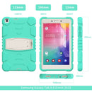 For Samsung Galaxy Tab A8.0 2019 T290 3-Layer Protection Screen Frame + PC + Silicone Shockproof Combination Case with Holder(Mint Green)