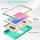 For Samsung Galaxy Tab A8.0 2019 T290 3-Layer Protection Screen Frame + PC + Silicone Shockproof Combination Case with Holder(Mint Green)