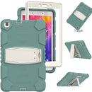 For Samsung Galaxy Tab A8.0 2019 T290 3-Layer Protection Screen Frame + PC + Silicone Shockproof Combination Case with Holder(Emerald Green)