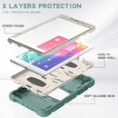 For Samsung Galaxy Tab A8.0 2019 T290 3-Layer Protection Screen Frame + PC + Silicone Shockproof Combination Case with Holder(Emerald Green)