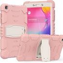 For Samsung Galaxy Tab A8.0 2019 T290 3-Layer Protection Screen Frame + PC + Silicone Shockproof Combination Case with Holder(Cherry Blossoms Pink)