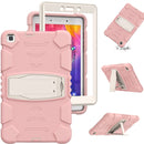 For Samsung Galaxy Tab A8.0 2019 T290 3-Layer Protection Screen Frame + PC + Silicone Shockproof Combination Case with Holder(Cherry Blossoms Pink)