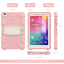 For Samsung Galaxy Tab A8.0 2019 T290 3-Layer Protection Screen Frame + PC + Silicone Shockproof Combination Case with Holder(Cherry Blossoms Pink)