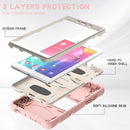 For Samsung Galaxy Tab A8.0 2019 T290 3-Layer Protection Screen Frame + PC + Silicone Shockproof Combination Case with Holder(Cherry Blossoms Pink)