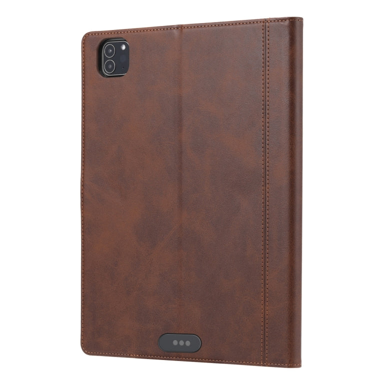 Calf Texture Double Fold Clasp Horizontal Flip Leather Tablet Case with Photo Frame & Holder & Card Slots & Wallet For iPad Pro 11 inch 2021(Brown)