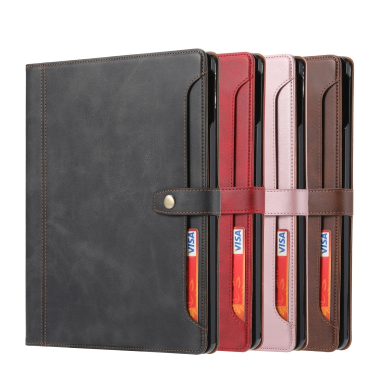Calf Texture Double Fold Clasp Horizontal Flip Leather Tablet Case with Photo Frame & Holder & Card Slots & Wallet For iPad Pro 11 inch 2021(Brown)