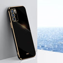 For OPPO Reno6 5G XINLI Straight 6D Plating Gold Edge TPU Shockproof Case(Black)