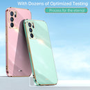 For OPPO Reno6 5G XINLI Straight 6D Plating Gold Edge TPU Shockproof Case(Celestial Blue)