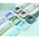 Silicone Watch Band + Watch Protective Case Set For Apple Watch Series 3 & 2 & 1 38mm(White)