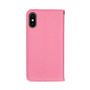 For iPhone X Litchi Texture Horizontal Flip Leather Case with Holder & Card Slots(Pink)