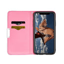 For iPhone X Litchi Texture Horizontal Flip Leather Case with Holder & Card Slots(Pink)