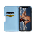 For iPhone X Litchi Texture Horizontal Flip Leather Case with Holder & Card Slots(Blue)