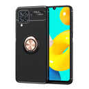 For Samsung Galaxy M32 4G Indian Version Metal Ring Holder 360 Degree Rotating TPU Case(Black+Rose Gold)