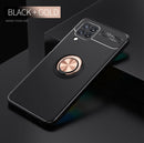 For Samsung Galaxy M32 4G Indian Version Metal Ring Holder 360 Degree Rotating TPU Case(Black+Rose Gold)