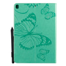 For iPad 10.2 / Pro 10.5 / Air 2019 Pressed Printing Butterfly Pattern Horizontal Flip PU Leather Case with Holder & Card Slots & Wallet & Pen Slot(Green)