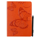 For iPad 10.2 / Pro 10.5 / Air 2019 Pressed Printing Butterfly Pattern Horizontal Flip PU Leather Case with Holder & Card Slots & Wallet & Pen Slot(Orange)