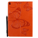 For iPad 10.2 / Pro 10.5 / Air 2019 Pressed Printing Butterfly Pattern Horizontal Flip PU Leather Case with Holder & Card Slots & Wallet & Pen Slot(Orange)