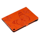For iPad 10.2 / Pro 10.5 / Air 2019 Pressed Printing Butterfly Pattern Horizontal Flip PU Leather Case with Holder & Card Slots & Wallet & Pen Slot(Orange)