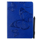 For iPad 10.2 / Pro 10.5 / Air 2019 Pressed Printing Butterfly Pattern Horizontal Flip PU Leather Case with Holder & Card Slots & Wallet & Pen Slot(Blue)