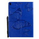 For iPad 10.2 / Pro 10.5 / Air 2019 Pressed Printing Butterfly Pattern Horizontal Flip PU Leather Case with Holder & Card Slots & Wallet & Pen Slot(Blue)