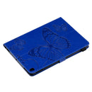 For iPad 10.2 / Pro 10.5 / Air 2019 Pressed Printing Butterfly Pattern Horizontal Flip PU Leather Case with Holder & Card Slots & Wallet & Pen Slot(Blue)