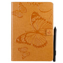 For iPad 10.2 / Pro 10.5 / Air 2019 Pressed Printing Butterfly Pattern Horizontal Flip PU Leather Case with Holder & Card Slots & Wallet & Pen Slot(Yellow)