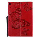 For iPad 10.2 / Pro 10.5 / Air 2019 Pressed Printing Butterfly Pattern Horizontal Flip PU Leather Case with Holder & Card Slots & Wallet & Pen Slot(Red)