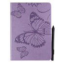 For iPad 10.2 / Pro 10.5 / Air 2019 Pressed Printing Butterfly Pattern Horizontal Flip PU Leather Case with Holder & Card Slots & Wallet & Pen Slot(Purple)