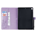 For iPad 10.2 / Pro 10.5 / Air 2019 Pressed Printing Butterfly Pattern Horizontal Flip PU Leather Case with Holder & Card Slots & Wallet & Pen Slot(Purple)