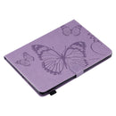 For iPad 10.2 / Pro 10.5 / Air 2019 Pressed Printing Butterfly Pattern Horizontal Flip PU Leather Case with Holder & Card Slots & Wallet & Pen Slot(Purple)
