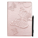 For iPad 10.2 / Pro 10.5 / Air 2019 Pressed Printing Butterfly Pattern Horizontal Flip PU Leather Case with Holder & Card Slots & Wallet & Pen Slot(Rose Gold)