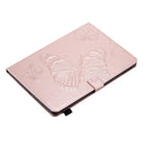 For iPad 10.2 / Pro 10.5 / Air 2019 Pressed Printing Butterfly Pattern Horizontal Flip PU Leather Case with Holder & Card Slots & Wallet & Pen Slot(Rose Gold)