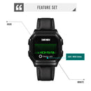 SKMEI 1650 Leather Strap Version LED Digital Display Electronic Watch with Touch Luminous Button(Blue)