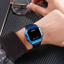 SKMEI 1650 Leather Strap Version LED Digital Display Electronic Watch with Touch Luminous Button(Black Shell Brown Belt)