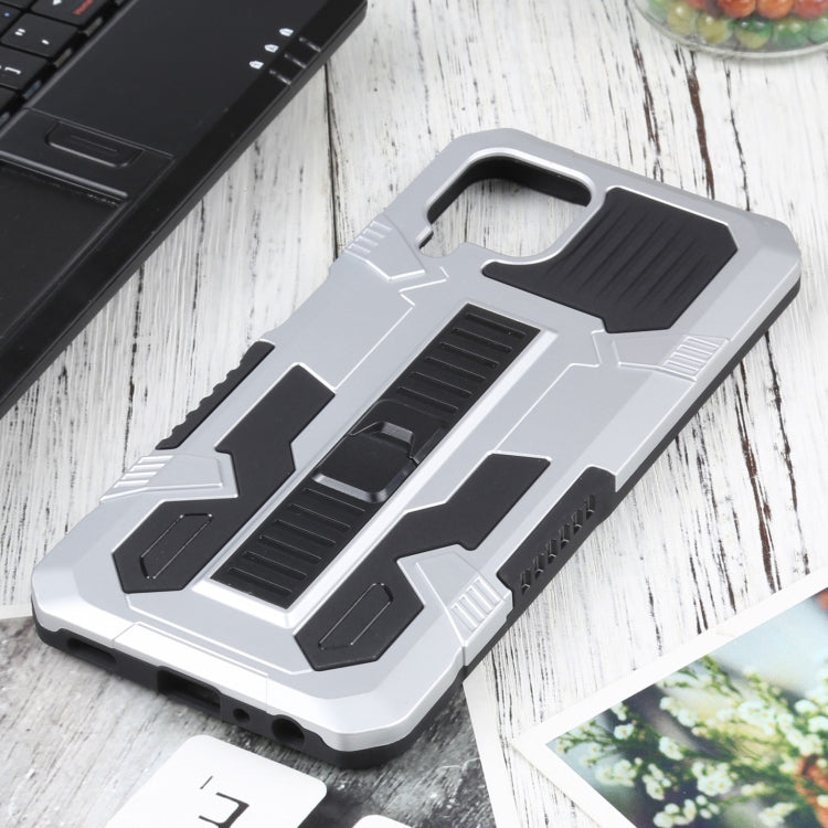 For Samsung Galaxy A22 4G / M32 4G Vanguard Warrior All Inclusive Double-color Shockproof TPU + PC Protective Case with Holder(Silver White)