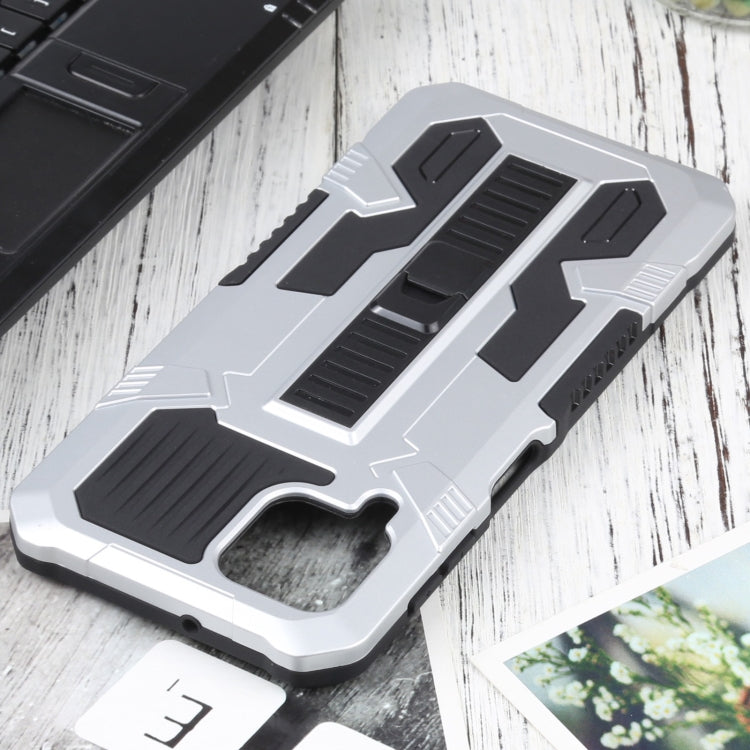 For Samsung Galaxy A22 4G / M32 4G Vanguard Warrior All Inclusive Double-color Shockproof TPU + PC Protective Case with Holder(Silver White)
