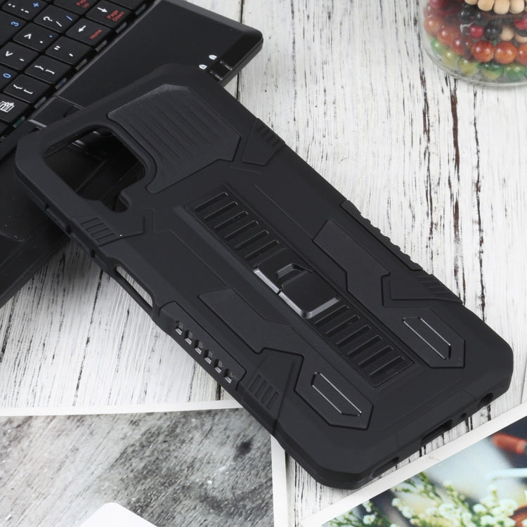 For Samsung Galaxy A22 4G / M32 4G Vanguard Warrior All Inclusive Double-color Shockproof TPU + PC Protective Case with Holder(Rock Black)