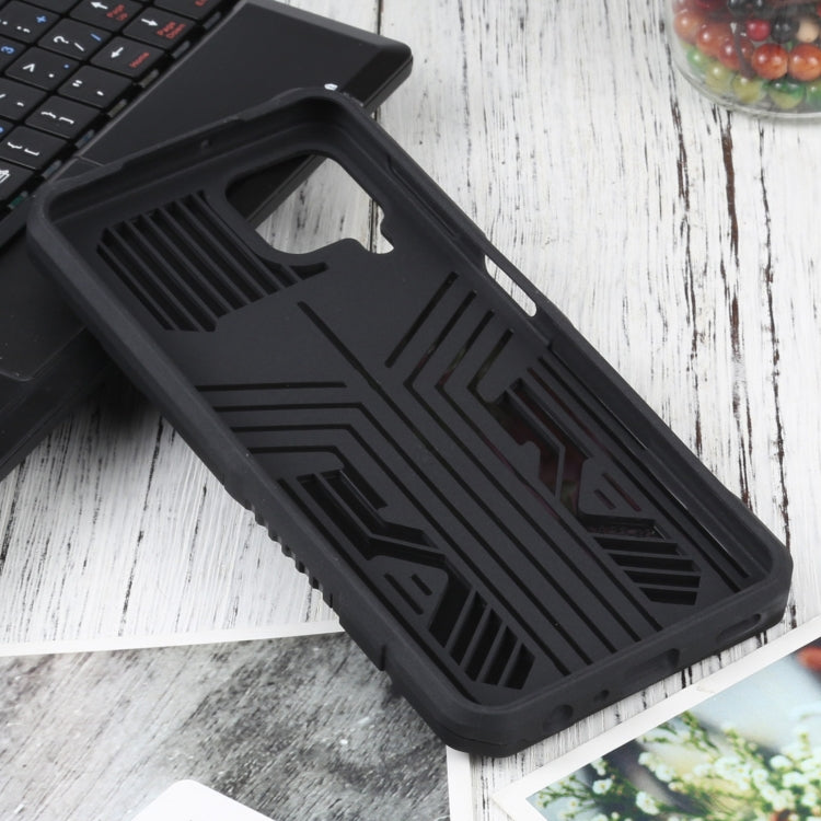 For Samsung Galaxy A22 4G / M32 4G Vanguard Warrior All Inclusive Double-color Shockproof TPU + PC Protective Case with Holder(Rock Black)