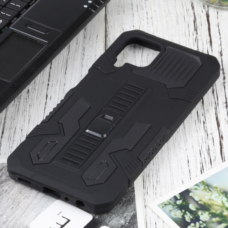 For Samsung Galaxy A22 4G / M32 4G Vanguard Warrior All Inclusive Double-color Shockproof TPU + PC Protective Case with Holder(Rock Black)