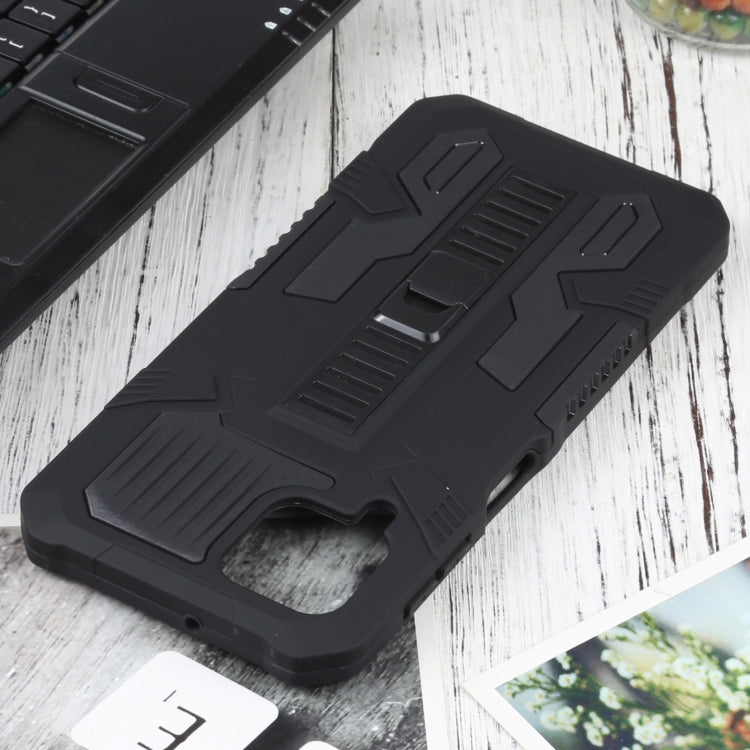 For Samsung Galaxy A22 4G / M32 4G Vanguard Warrior All Inclusive Double-color Shockproof TPU + PC Protective Case with Holder(Rock Black)