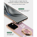 6D Electroplating Full Coverage Silicone Protective Case with Magnetic Ring Holder For iPhone 13 Pro(Light Purple)