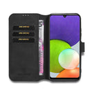 For Samsung Galaxy A22 4G DG.MING Retro Oil Side Horizontal Flip Leather Case with Holder & Card Slots & Wallet(Black)