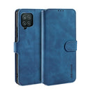 For Samsung Galaxy A22 4G DG.MING Retro Oil Side Horizontal Flip Leather Case with Holder & Card Slots & Wallet(Blue)