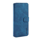 For Samsung Galaxy A22 4G DG.MING Retro Oil Side Horizontal Flip Leather Case with Holder & Card Slots & Wallet(Blue)