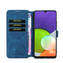 For Samsung Galaxy A22 4G DG.MING Retro Oil Side Horizontal Flip Leather Case with Holder & Card Slots & Wallet(Blue)