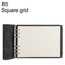 B5 Faux Leather Loose-leaf Grid Notebook, Style:Checkered Core(Black)