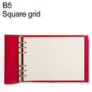 B5 Faux Leather Loose-leaf Grid Notebook, Style:Checkered Core(Red)
