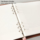 B5 Faux Leather Loose-leaf Grid Notebook, Style:Checkered Core(Brown)
